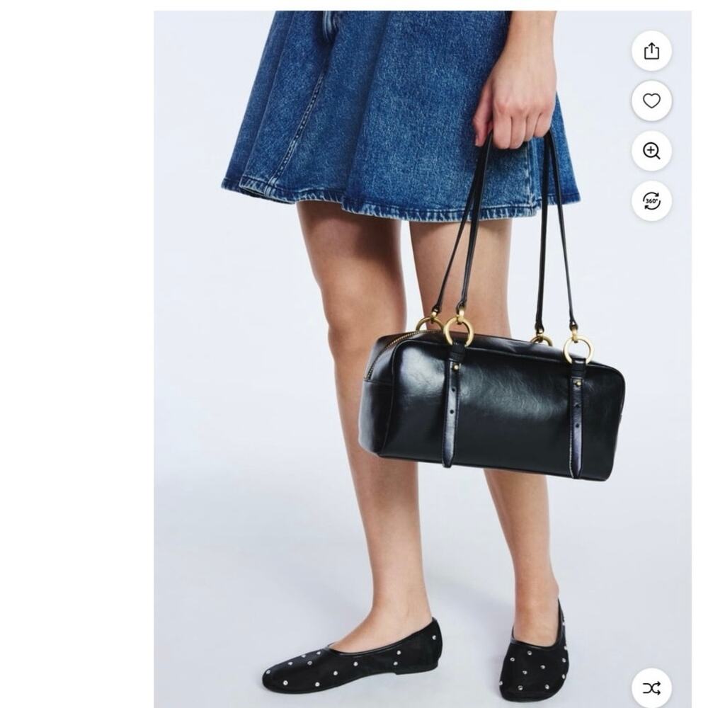 Scoop Black Faux Leather Top Handle Shoulder Bag